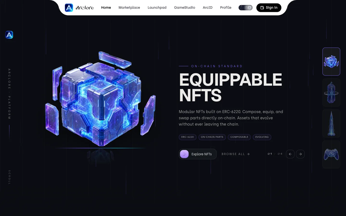 An on-chain platform for evolving NFTs